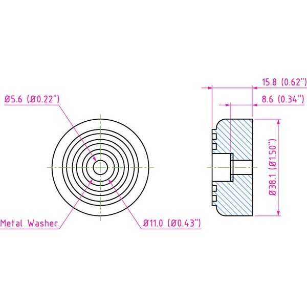 Main product image for 4-Pack Rubber Cabinet Feet 1.5" Dia. x 0.625" H 260-7501